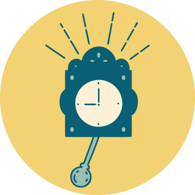 Bir insan tarafından çizilen dövme stili tik-tak saatinin simgesi