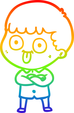 Gökkuşağı gradyan çizgi çizimi bir insan tarafından çizilmiş bir karikatür adam