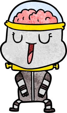 Bir insan tarafından çizilmiş mutlu çizgi film robotu