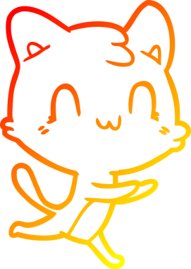 Bir insan tarafından çizilen mutlu çizgi bir kedinin sıcak gradyan çizimi