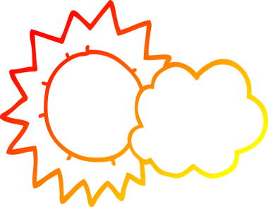 Bir insan tarafından çizilmiş bir karikatür hava durumunun sıcak çizgi çizimi