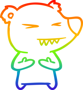 Bir insan tarafından çizilmiş kızgın ayı karikatürünün gökkuşağı gradyanı