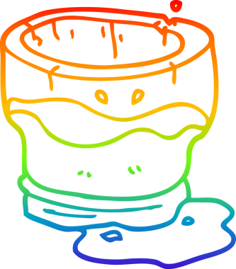 gökkuşağı gradyan çizgi çizimi bir insan tarafından çizilmiş eski bir su bardağı