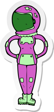 Bir insan tarafından çizilmiş bir kadın astronotun çıkartması.