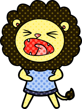 Bir insan tarafından çizilmiş çizgi film aslanı.