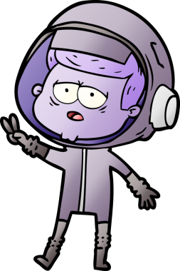 Bir insan tarafından çizilmiş yorgun astronot çizgi filmi.