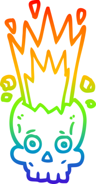 gökkuşağı gradyan çizgi çizimi bir insan tarafından çizilmiş patlayan kafatası