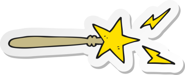 Bir insan tarafından çizilmiş sihirli değnek çıkartması.