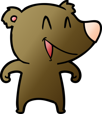 Bir insan tarafından çizilmiş gülen ayı çizgi filmi.