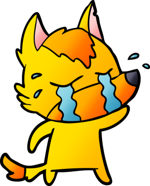 Bir insan tarafından çizilmiş üzgün küçük tilki çizgi film karakteri.