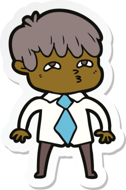 Bir insan tarafından çizilmiş garip bir adamın çıkartması.