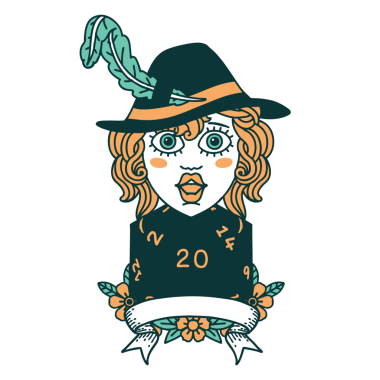 Bir insan tarafından çizilmiş 20 zarlı insan ozan karakteri simgesi