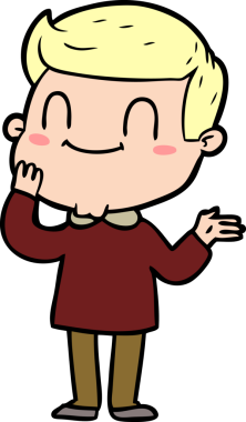 Bir insan tarafından çizilmiş çizgi film dostu bir adam.