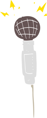 Bir insan tarafından çizilen mikrofonun düz renk çizimi