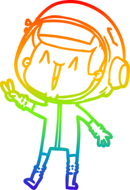 Gökkuşağı gradyan çizimi mutlu bir astronot çizimi bir insan tarafından çizilmiş barış işareti