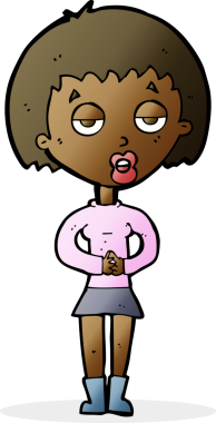 Bir insan tarafından çizilmiş sıkıcı bir kadın.