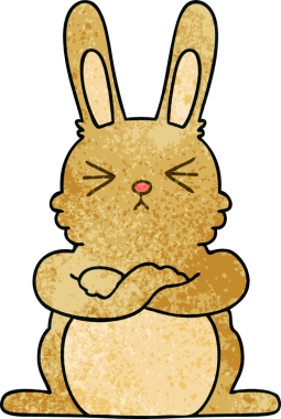 Bir insan tarafından çizilmiş garip çizgi film tavşanı.