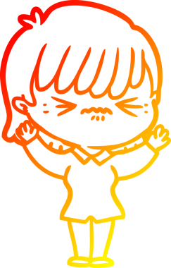 Bir insan tarafından çizilmiş kızgın bir çizgi film kızı çizimi.