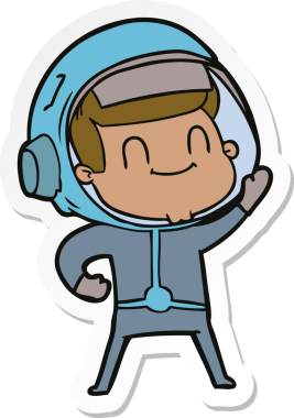 Bir insan tarafından çizilmiş mutlu bir astronotun çıkartması.