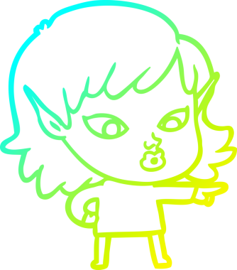 Bir insan tarafından çizilmiş güzel bir elf kızı çizimi.