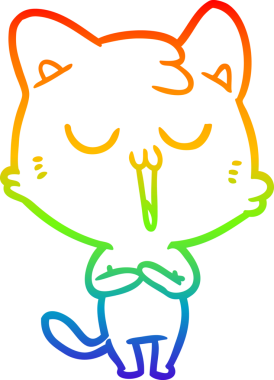 gökkuşağı gradyan çizgi çizimi bir insan tarafından çizilmiş bir çizgi film kedisi