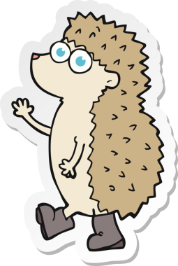 Bir insan tarafından çizilmiş şirin bir kirpi çıkartması.