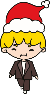 Bir insan tarafından çizilmiş Kawaii çocuğunun el çizimi Noel karikatürü.