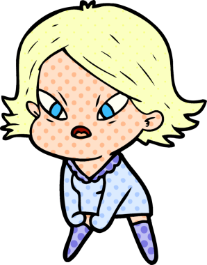 Çizgi film bir insan tarafından çizilmiş stresli kadın.