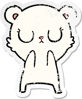 Bir insan tarafından çizilmiş barışçıl bir kutup ayısının sıkıntılı çıkartması.