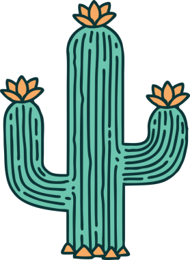 Bir insan tarafından çizilmiş bir kaktüsün ikonik dövme şekli.