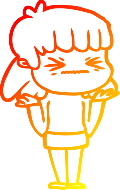 Bir insan tarafından çizilmiş kızgın bir kızın sıcak çizgi çizimi