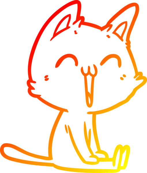 Bir insan tarafından çizilmiş mutlu çizgi film kedisinin sıcak çizgi çizgisi.