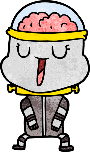 Bir insan tarafından çizilmiş mutlu çizgi film robotu