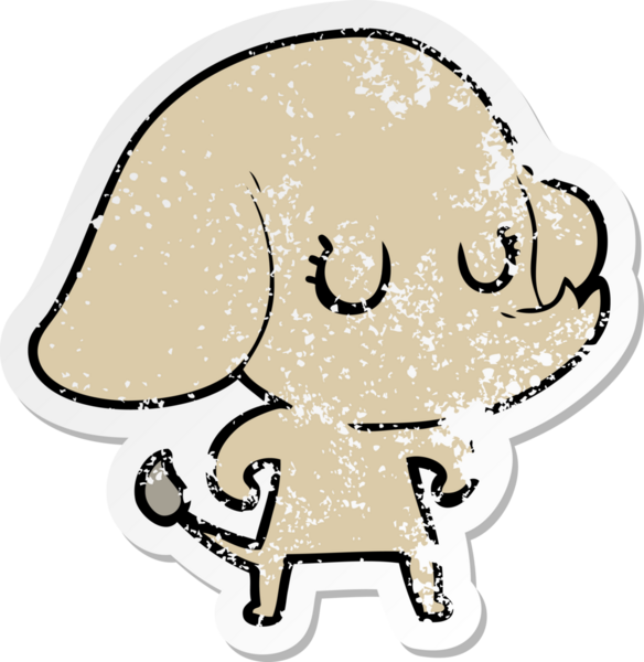 Bir insan tarafından çizilmiş şirin bir filin sıkıntılı çıkartması