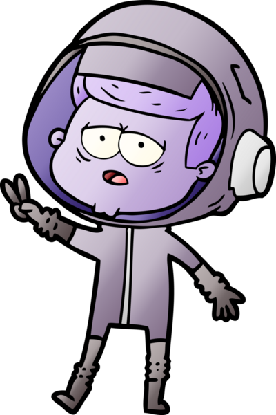 Bir insan tarafından çizilmiş yorgun astronot çizgi filmi.