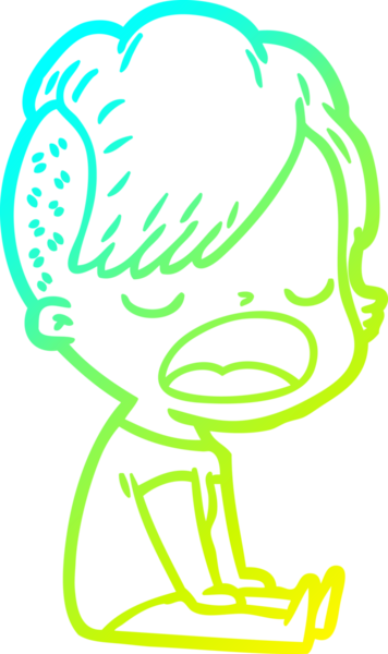 Bir insan tarafından çizilmiş havalı bir hippi kızın soğuk gradyan çizimi.