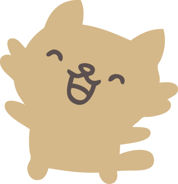 Mutlu çizgi film kedisi bir insan tarafından çizilmiş