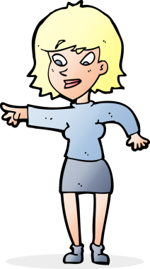 Bir insan tarafından çizilmiş çizgi film kadını.