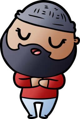 Bir insan tarafından çizilmiş sakallı sevimli bir çizgi film adamı.