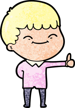 Bir insan tarafından çizilmiş mutlu çocuk çizgi filmi.