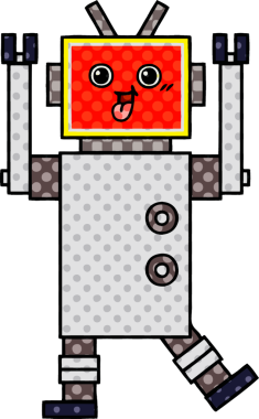 bir insan tarafından çizilmiş bir robotun çizgi roman tarzı