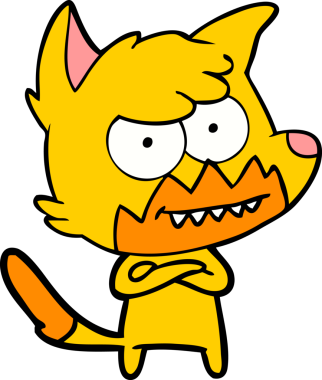 Bir insan tarafından çizilmiş tilki çizgi film karakteri