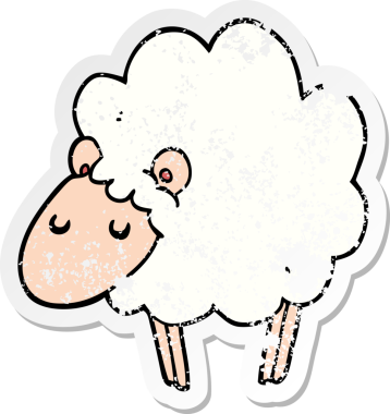 Bir insan tarafından çizilmiş karikatür bir koyunun sıkıntılı çıkartması.