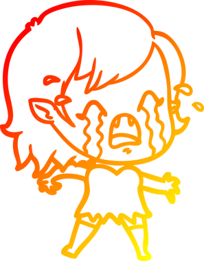 Bir insan tarafından çizilmiş ağlayan vampir kız çizgi filmi.