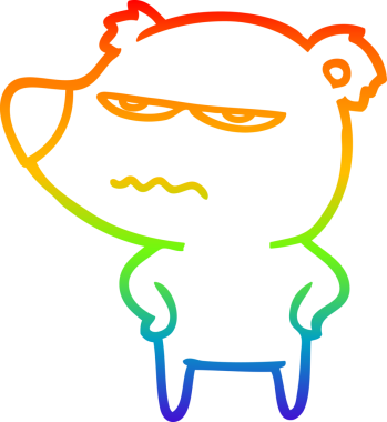 Bir insan tarafından çizilmiş kızgın bir ayı kutup karikatürü çizimi.