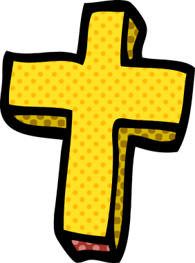 Bir insan tarafından çizilmiş altın haç karalaması.