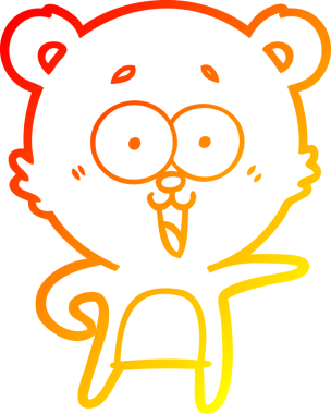 Bir insan tarafından çizilmiş gülen oyuncak ayının sıcak çizgi çizimi.