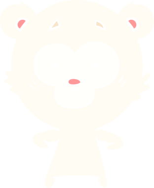 Bir insan tarafından çizilmiş kutup ayısı düz renkli çizgi film.