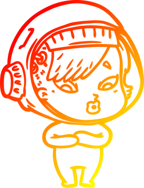 Bir insan tarafından çizilmiş bir astronot kadın çizgi çizimi.