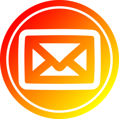 Bir insan tarafından çizilen sıcak gradyan bitiş ile zarf harfi dairesel simgesi